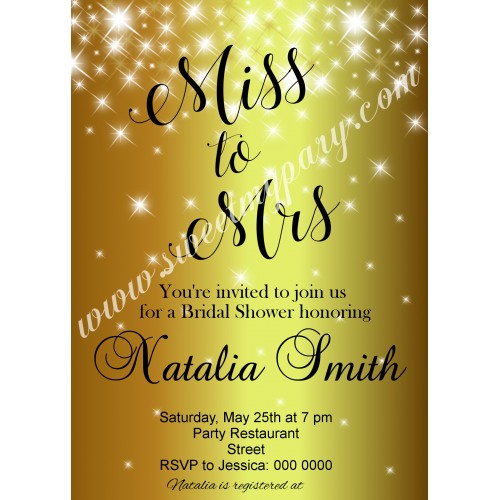 Gold Sparkle Bridal Shower Invitation,Golden bridal Shower invitation,Glitter Bridal Shower invite,(07brsh)